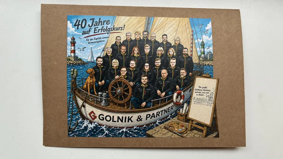 Ein Vorgeschmack auf die große Jubiläums-Karikatur zur Feier von 40 Jahren Vermessung Golnik