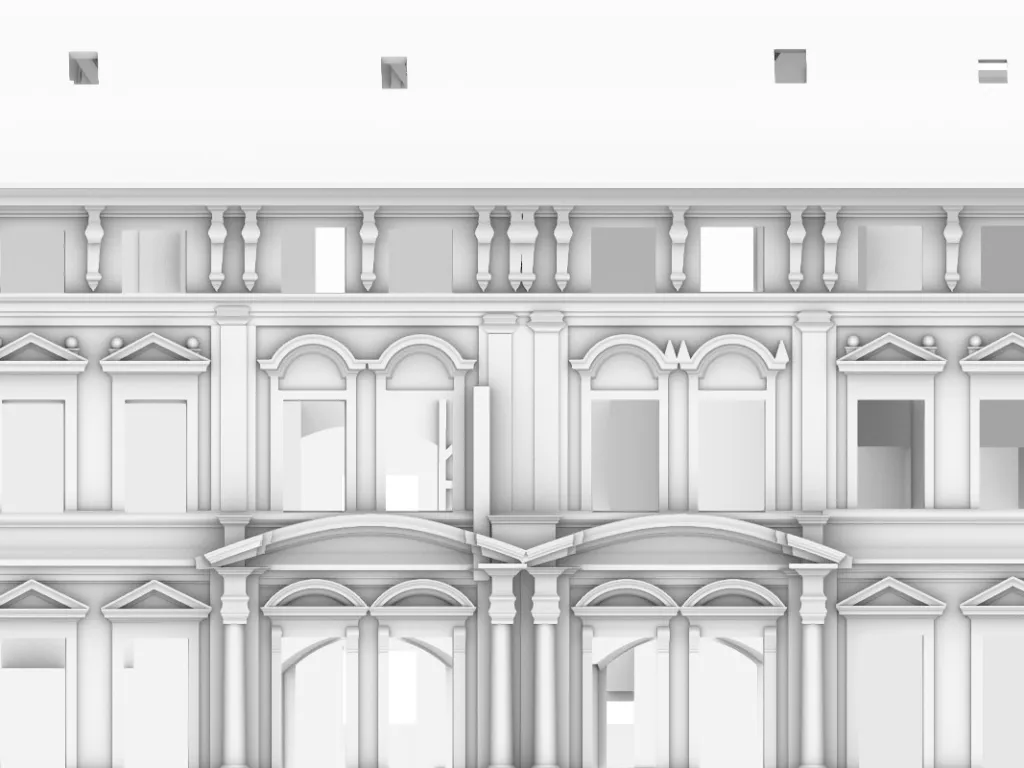 Laserscanner erfasst das Treppenhaus eines Mehrfamilienhauses